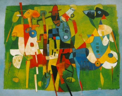 1996 - Il giorno, la notte, il mattino - Olio su tela 180x140cm