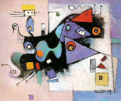 2002 - Leda ed il cigno - Olio su tela 54x65cm