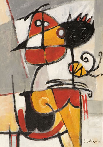 2004 - Bambino con uccello - Acrilico su tela 35x50cm