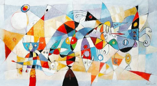 2004 - Sogni del mio gatto - Olio su tela 180x100cm