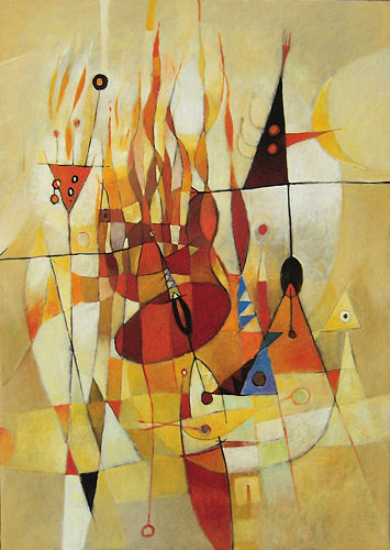 2005 - Il fuoco - Acrilico su tela 140x300cm (tritico)