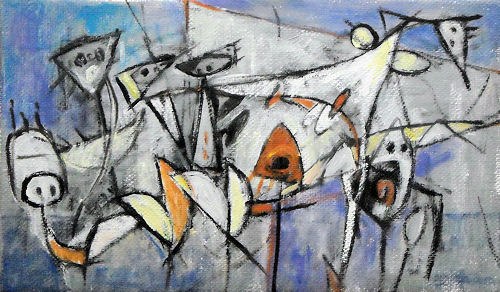 2009 - I danzatori - Acrylic on canvas 22.5x38.5cm